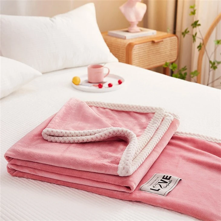 100% polyester knitted coral fleece baby throw blanket