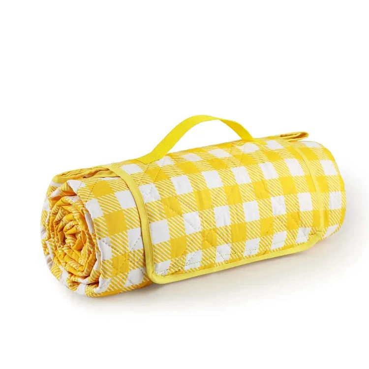 100% poliester žuti kockasti pokrivač za piknik