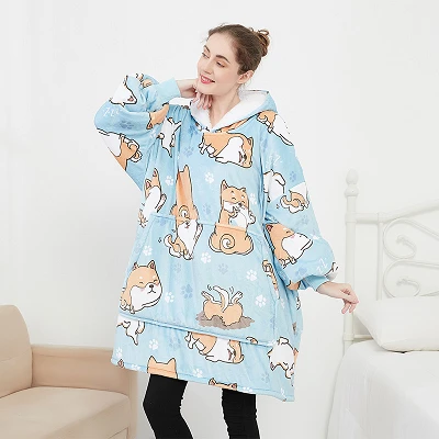 Dvostruka flanela Sherpa Hoodie pokrivač