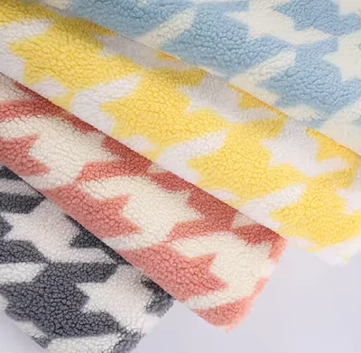 Houndstooth Sherpa janjetina od krzna tkanina